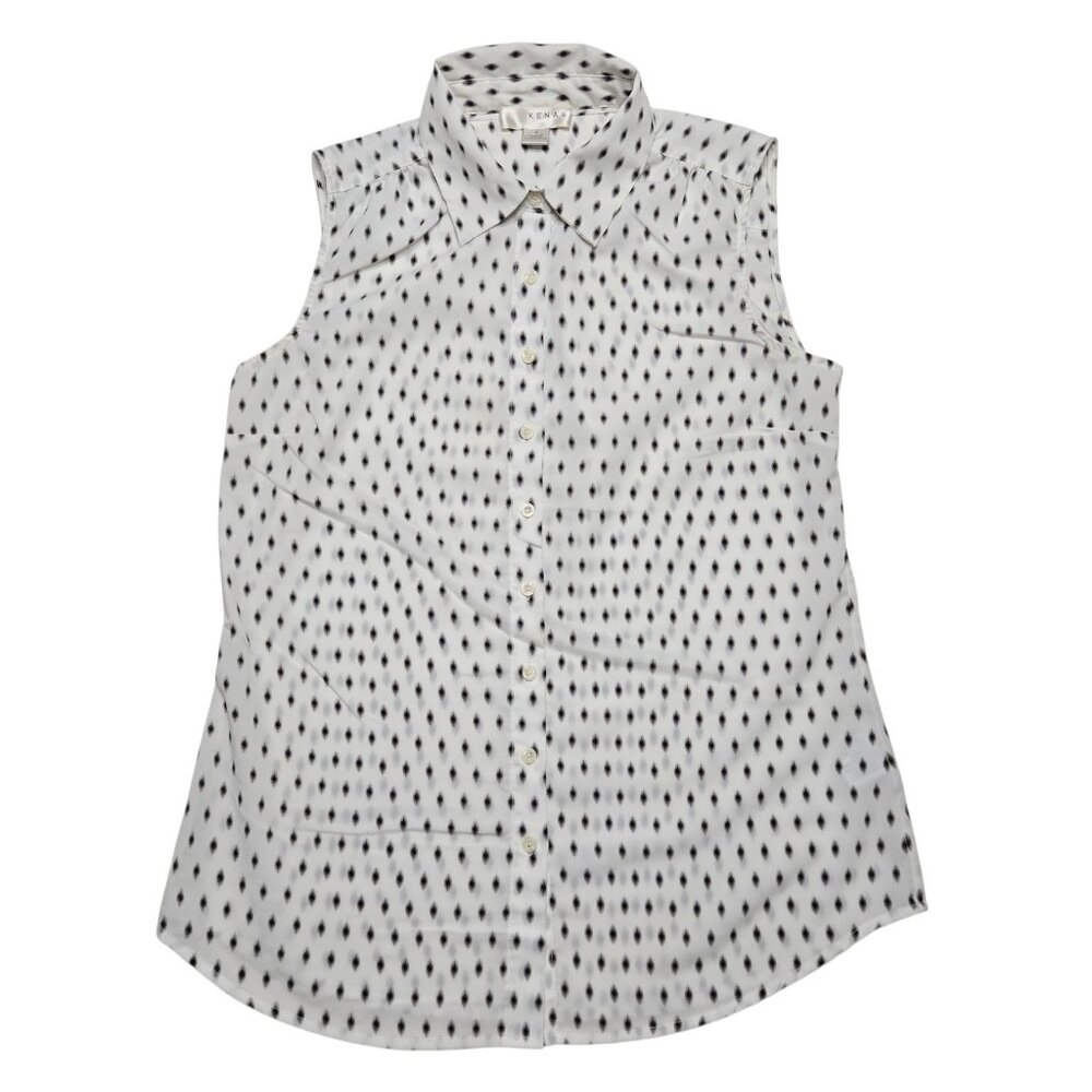 Kenar Blouse Womens Small Sleeveless Button Down‎ Polka Dot Top Career Workwear